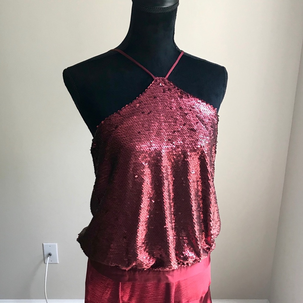 Anthropologie Sequined Halter Top